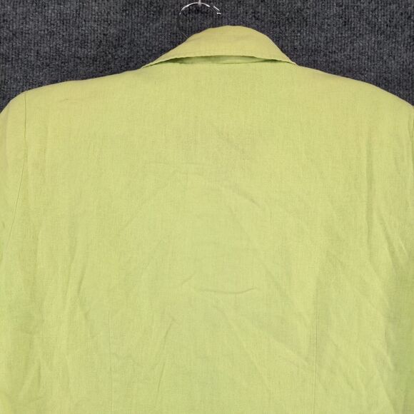 AKC Women's Button Up Shirt Green Large Short Sleeve Embroidered Shoulder Pads - Picture 8 of 14